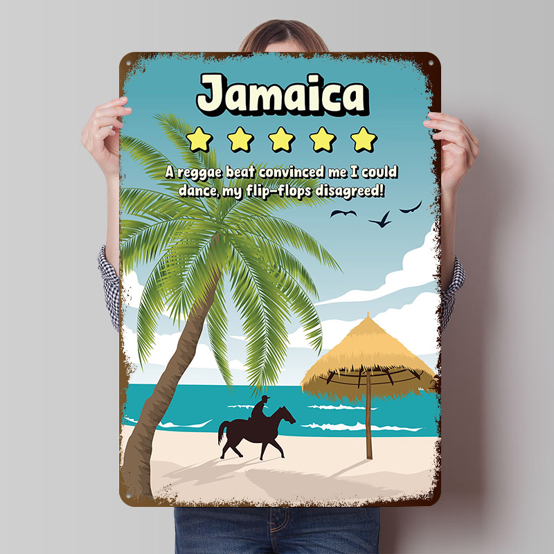 Placa de Metal Retrô Vintage P - Travel Accessories For Jamaica avaliação e preço