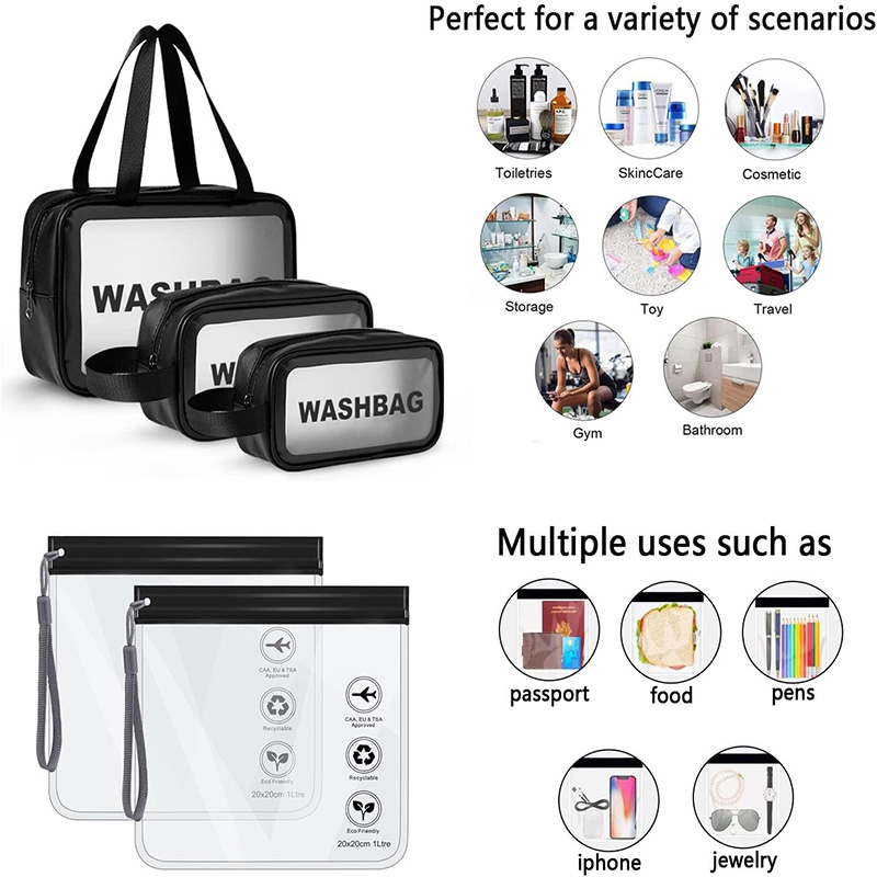 Kit com 5 Necessaires Transpar - Travel Accessories Toiletry Bag avaliação e preço