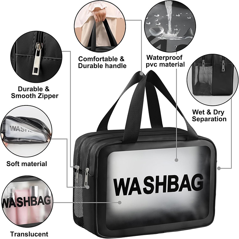 Kit com 5 Necessaires Transpar - Travel Accessories Toiletry Bag avaliação e preço